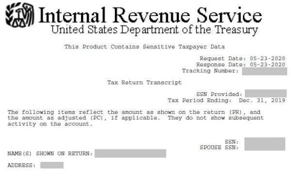 irs tax return transcript